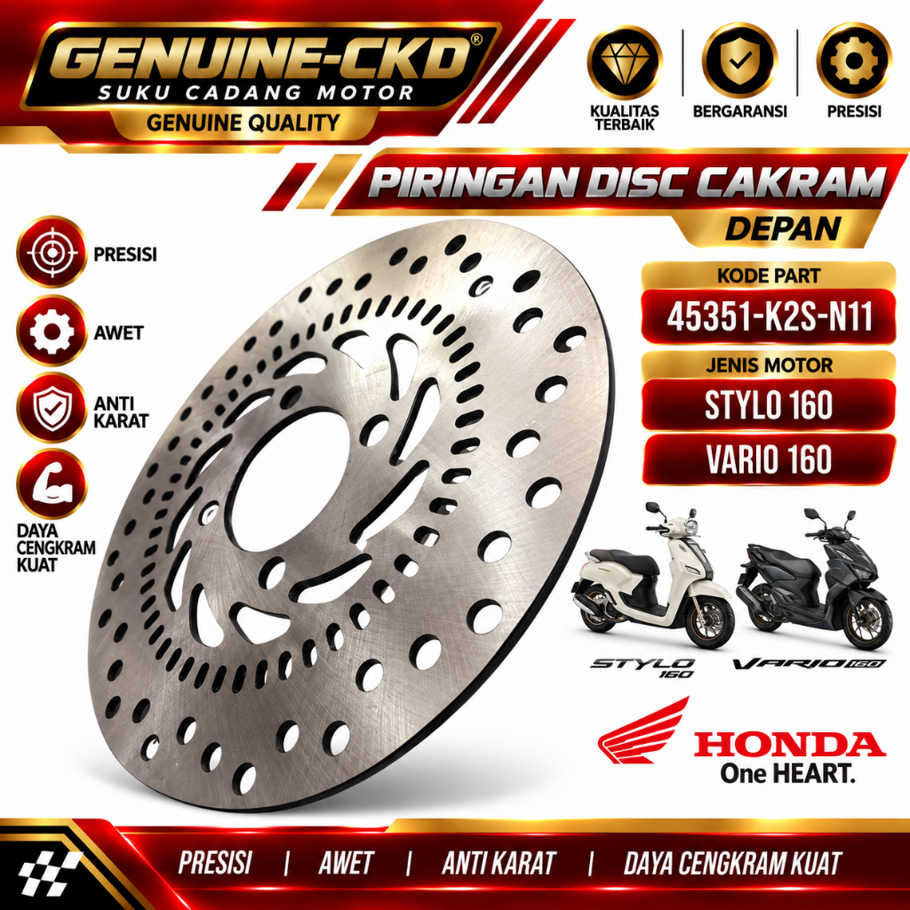 45351-K2S-N11 Piringan Disc Cakram Depan Honda K2S Vario 160 / Stylo 160