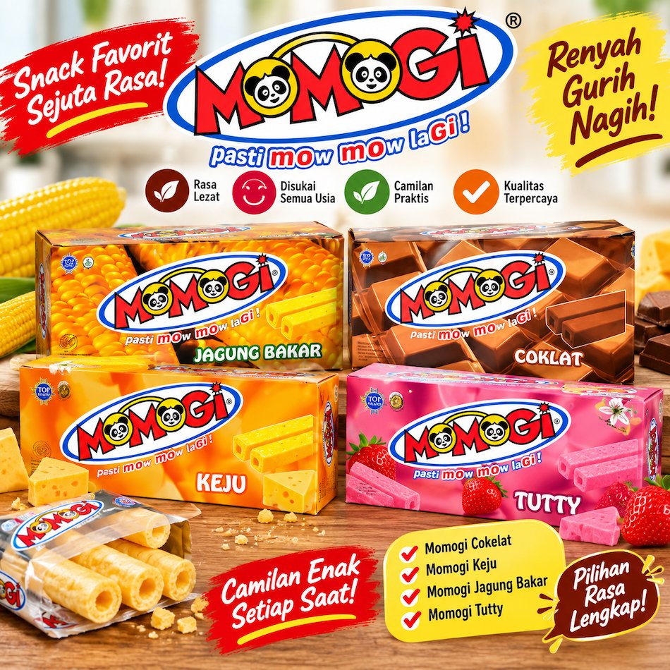 IV Momogi Snack / Jajan Momogi / Momogi Cokelat / Momogi Keju / Momogi Jagung Bakar / Momogi Tutty