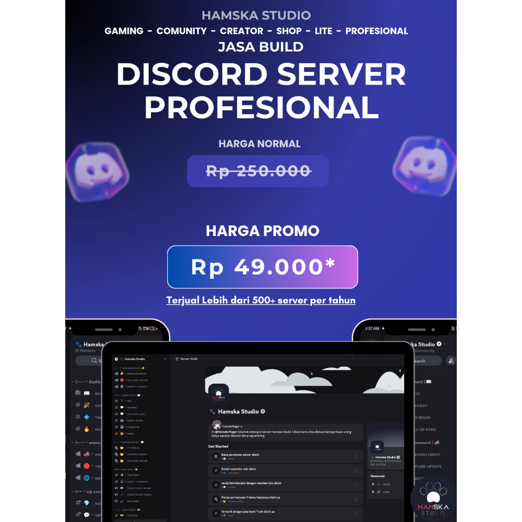 Jasa Build Discord Server Profesional Full Setup | 24 JAM | Bonus Vanity URL*