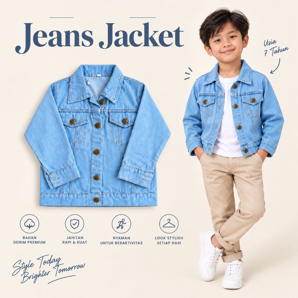 Jaket Denim Anak Laki-Laki Jacket Jeans Anak Remaja Cowok