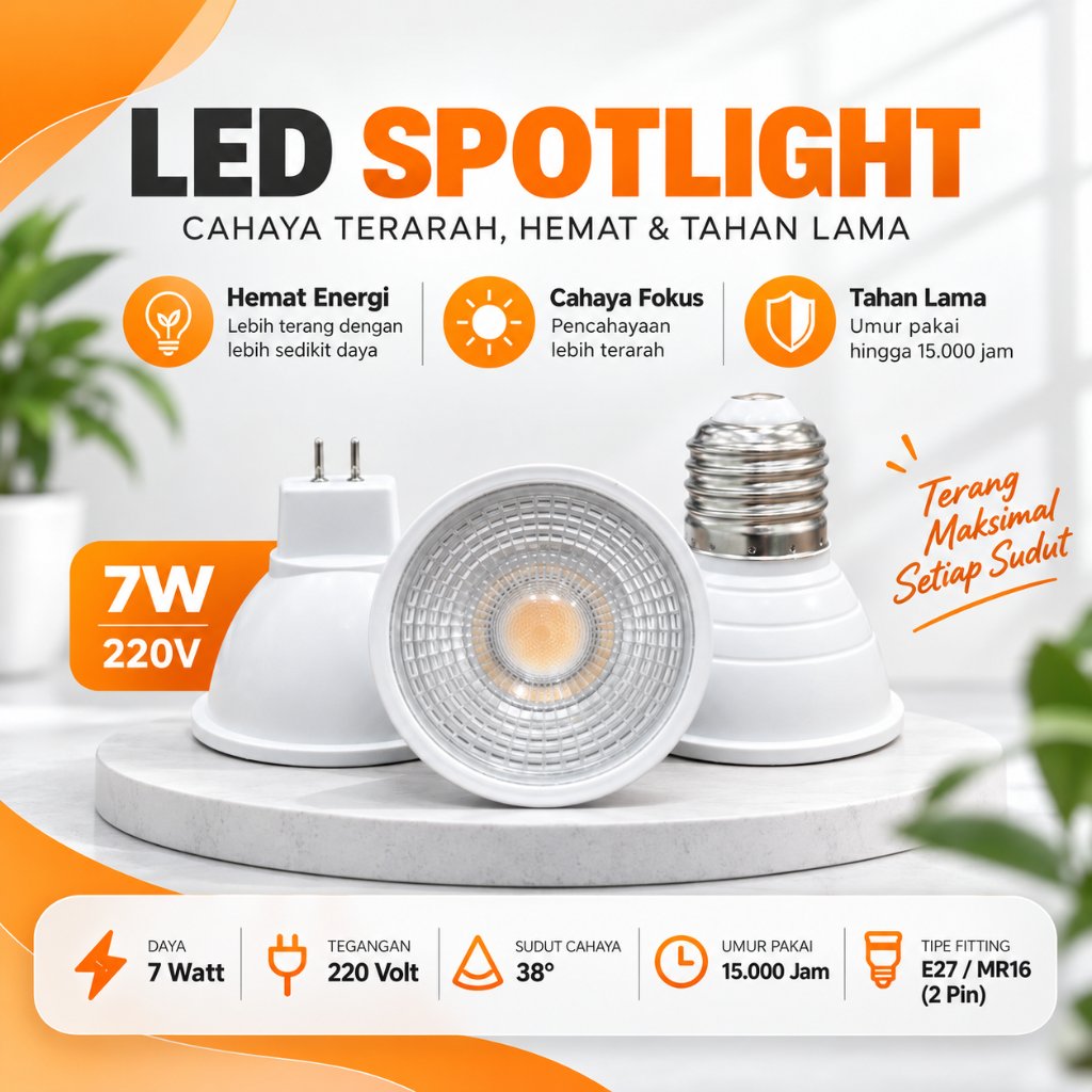 Lampu Halogen MR16 E27 Par Led 7W 12W Spotlight