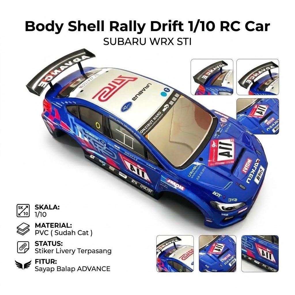 Body rc rally drift touring Subaru WRX STI 1/10 RC car