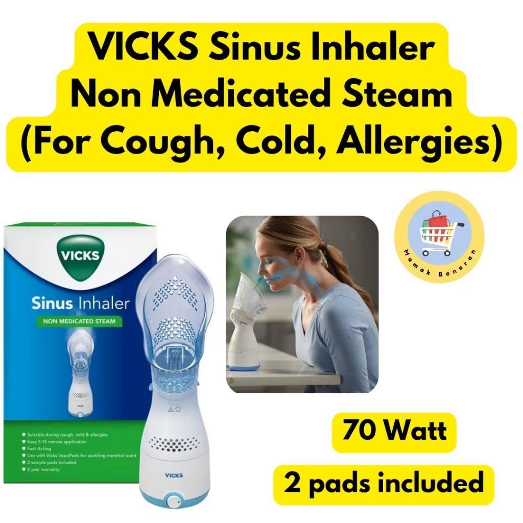 VICKS Sinus Inhaler Non Medicated Steam for Cough Allergies / Uap Tanpa Obat untuk Batuk, Flu dan Al
