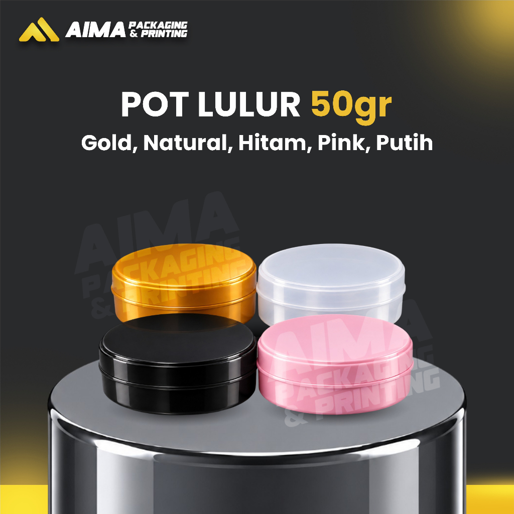 Pot lulur 50gr Putih, Pink, Hitam, Natural, Gold