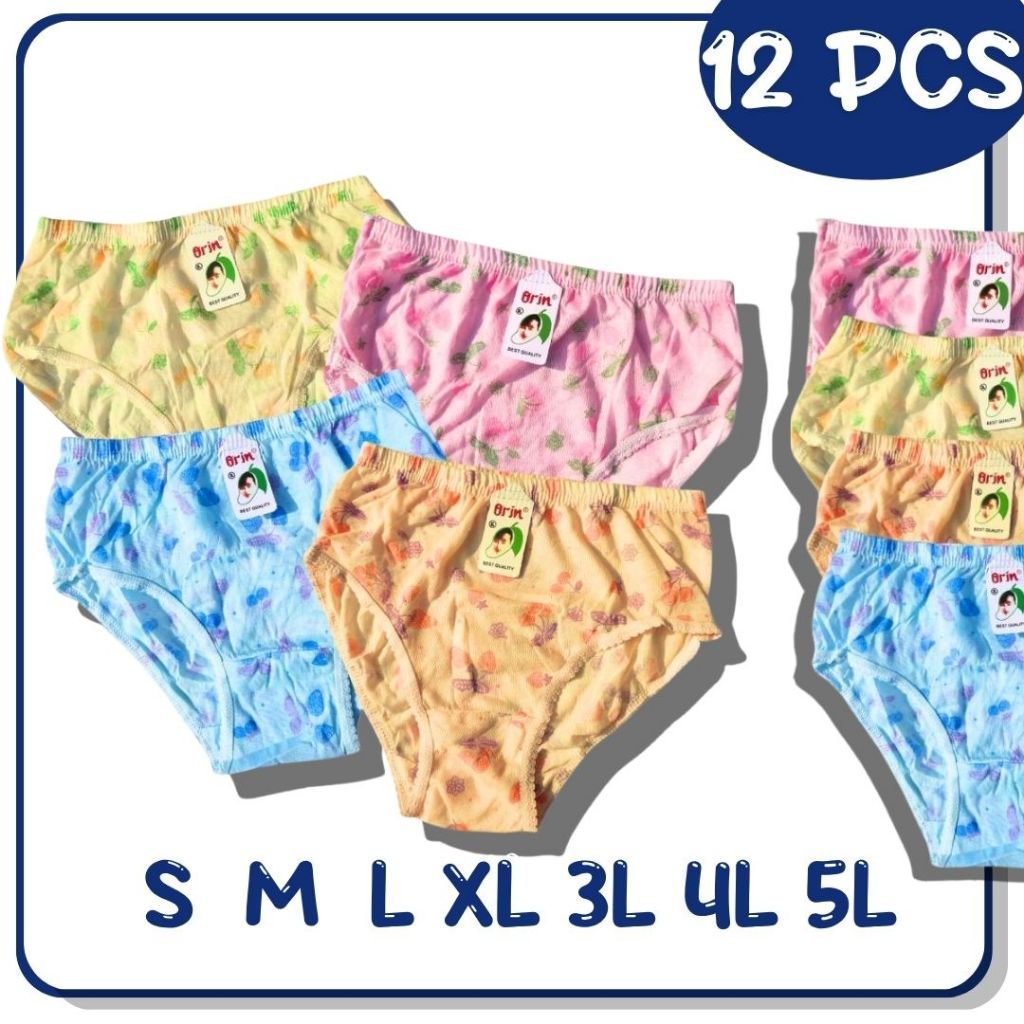 PAKET12 PCS CD WANITA ORIN | CELANA DALAM WANITA  ORIN ANAK - DEWASA SIZE S - 5L  OEMAH DALEMAN99