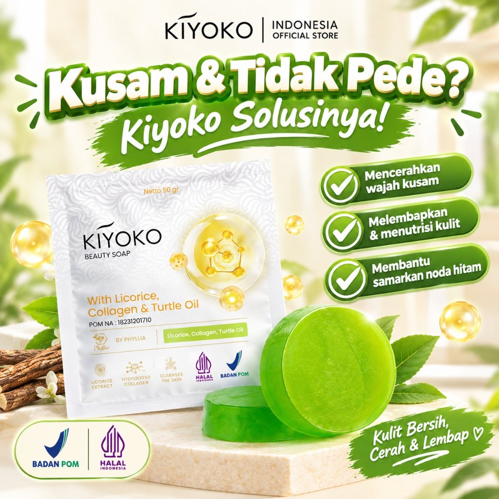 No.1 Paket Mencerahkan Kulit Kiyoko Soap + Serum Phyllia BPOM