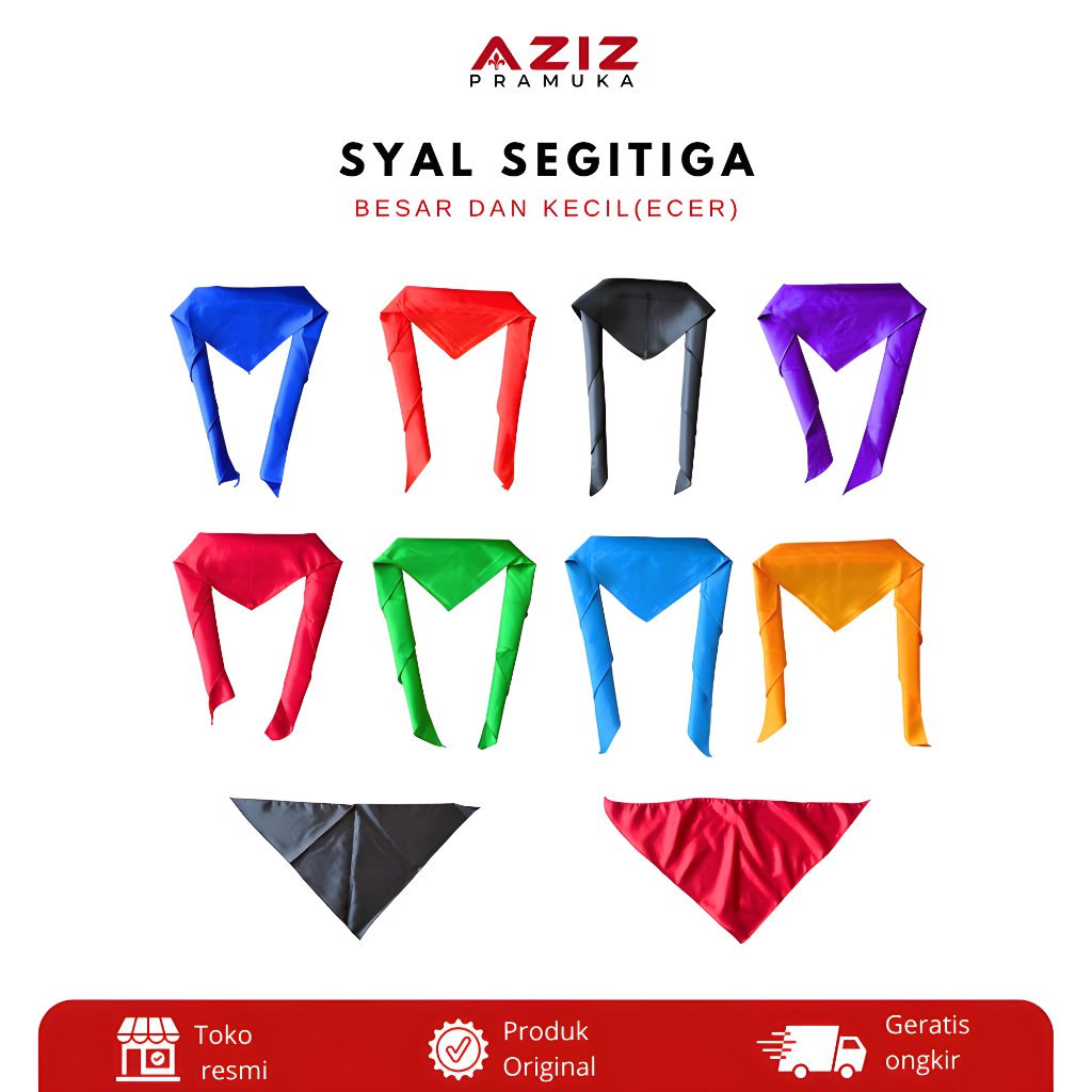 Scarf Syal Segitiga Pramuka | Ukuran Besar Kecil | Berbagai Warna