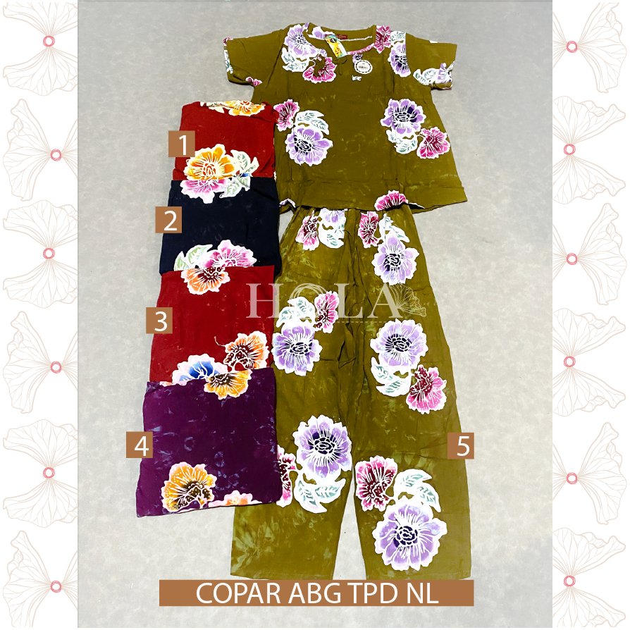 HOLA_FASH | SETELAN BATIK CAP COPAR  ABG SP TANGAN PENDEK, BATIK COPAR TANGAN PENDEK
