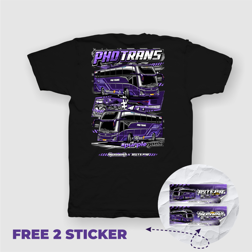 Kaos Bus Cotton 24s / PHD TRANS / Free 3 Stiker