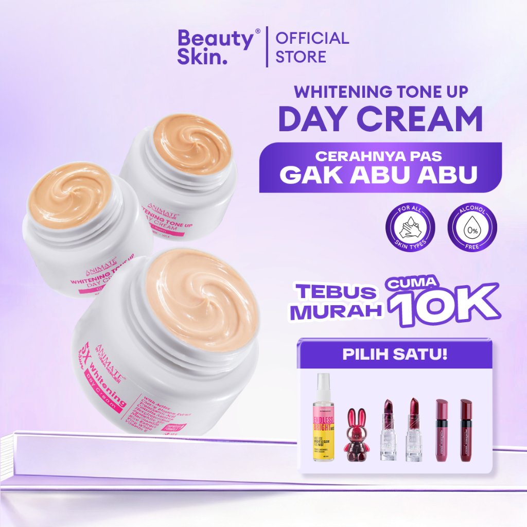 [TEBUS MURAH 10K] ANIMATE Day Cream 5x Active Whitening 10gr - Krim Siang Pencerah Wajah Aman untuk 