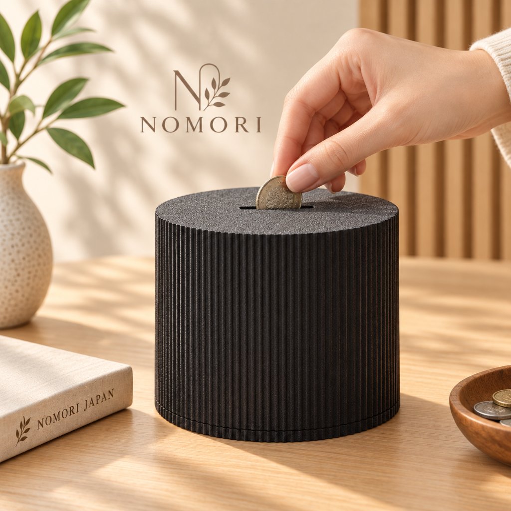 Nomori Kura Small Coin Bank | Celengan  tempat koin Minimalis Ribbed Japandi estetik minimalis mudah