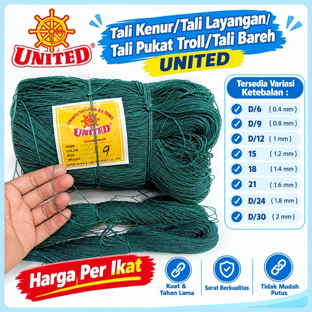 [TALI /BENANG UNITED] Tali Kenur/Tali Layangan/Tali Pukat Troll /Tali Bareh UNITED
