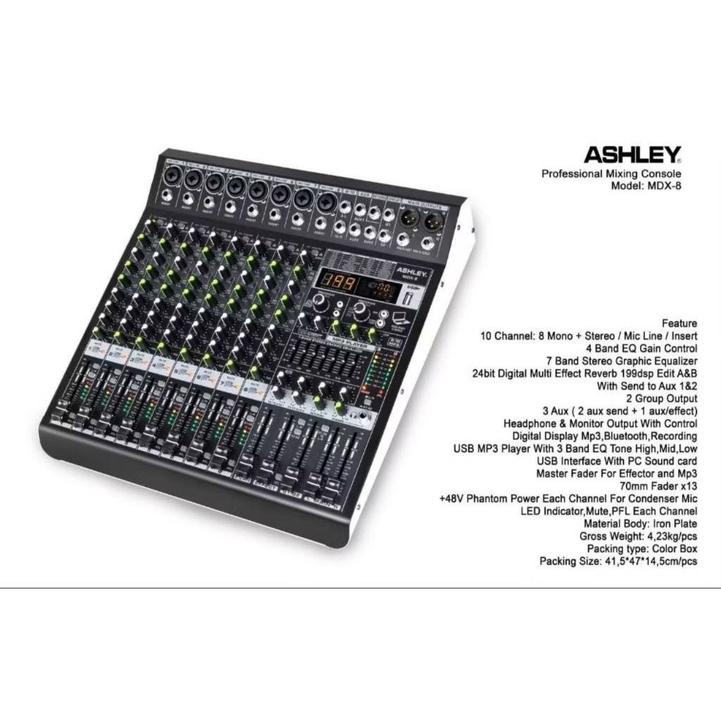 MIXER ASHLEY 8 CHANNEL EFEK ALESIS ASHLEY MDX8 MDX 8 MDX-8 ORIGINAL BERGARANSI RESMI ASHLEY