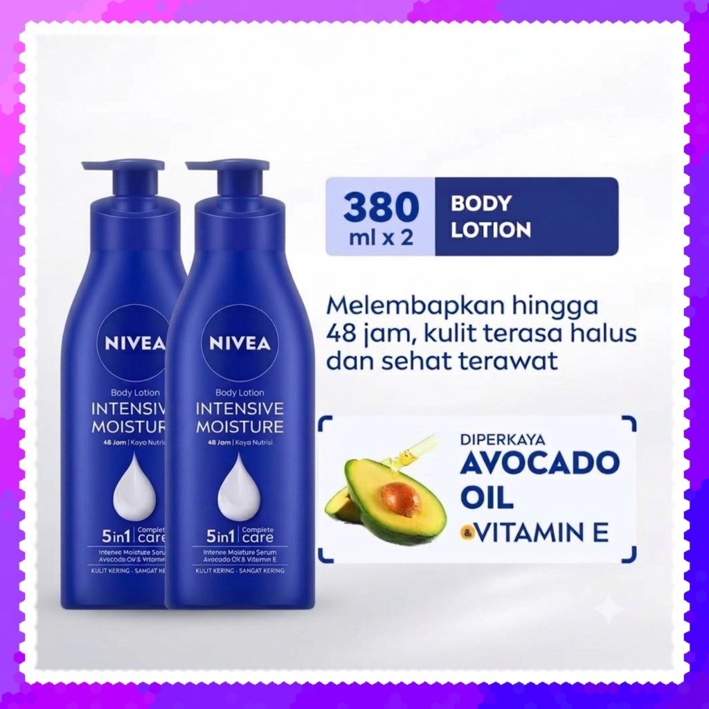 NIVEA Body Lotion Intensive Moisture 380ml - Pelembab Hand Body Lotion Kulit Kering