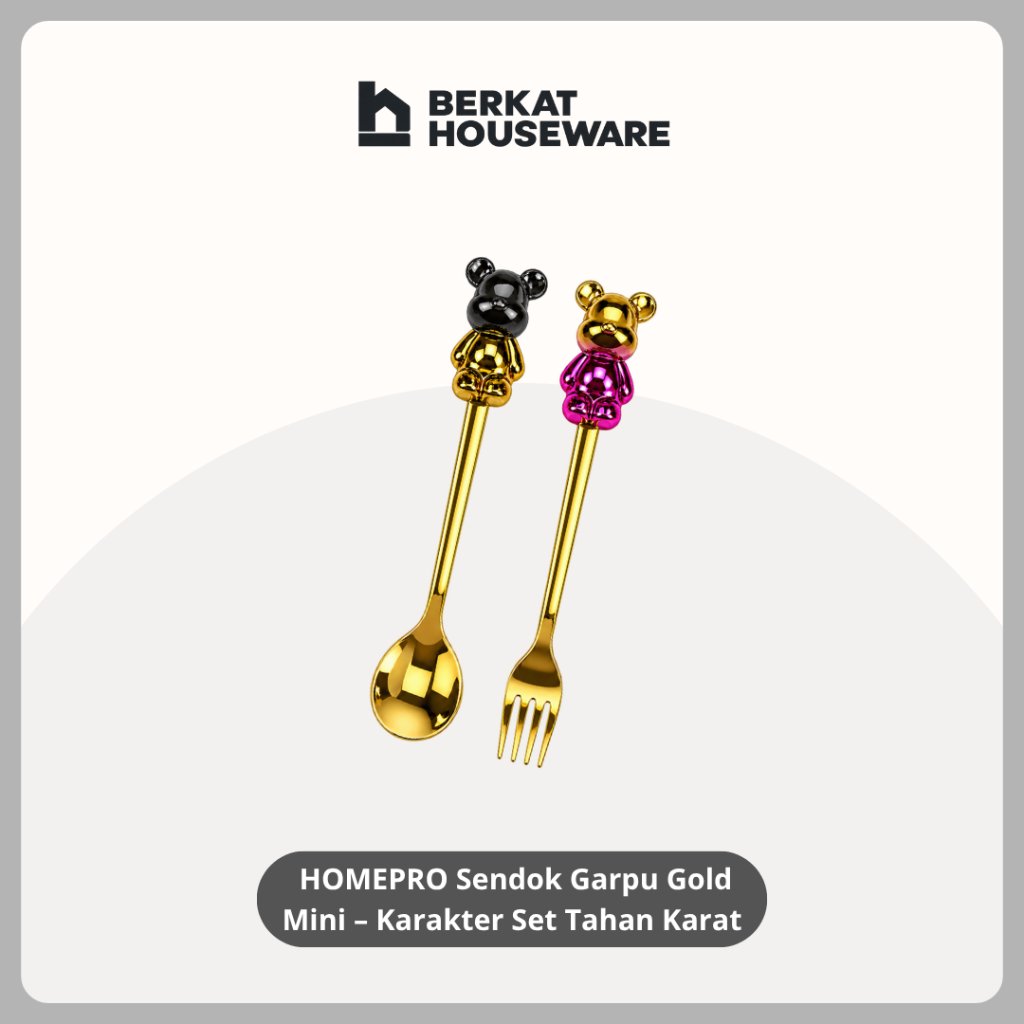 HOMEPRO Sendok Garpu Gold Mini - Sendok Garpu Kue Set Karakter Tahan Karat