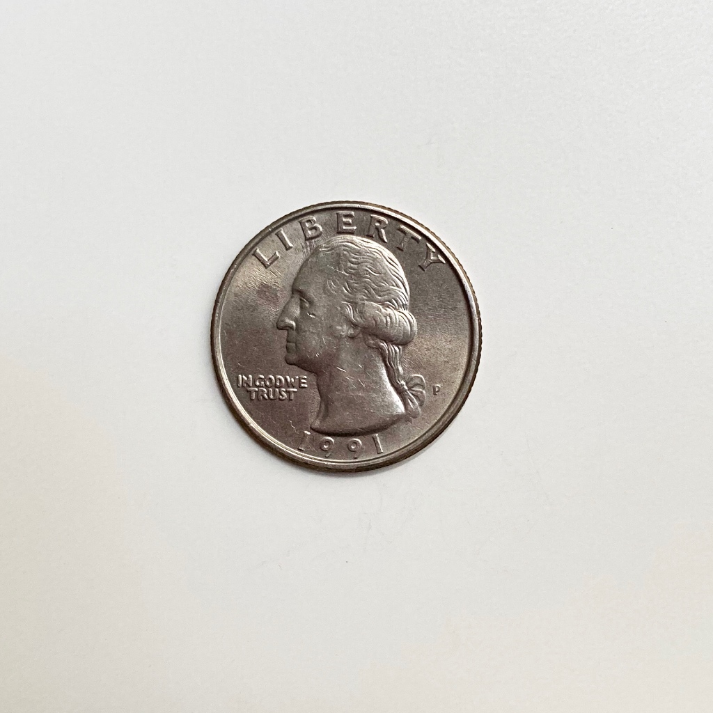 Original koin Philadelphia Washington Quarter 1991 (25 sen AS)