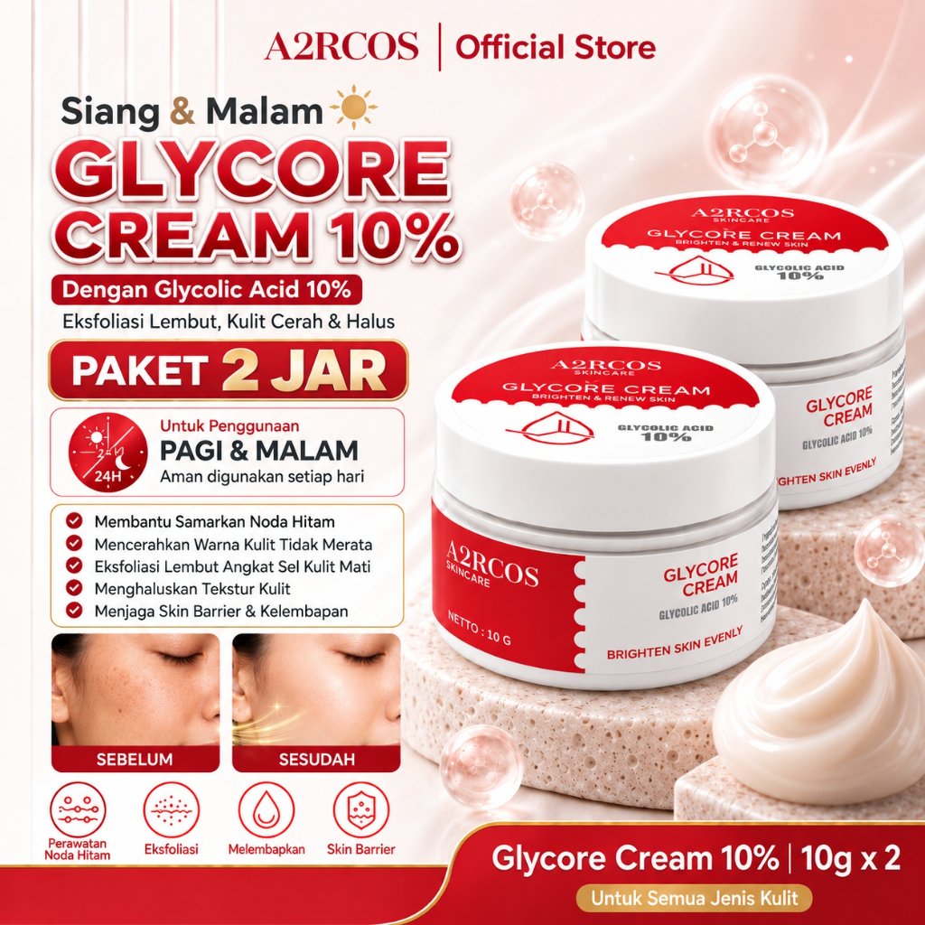 A2RCOS Skincare Cream  Set 2 buah 10gr Pelembab Wajah Pemutih  Glowing