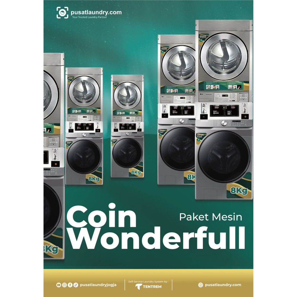 Paket Usaha Laundry Koin 5 Stack - Paket Usaha Laundry coin 5 stack Pengiriman ke seluruh Indonesia