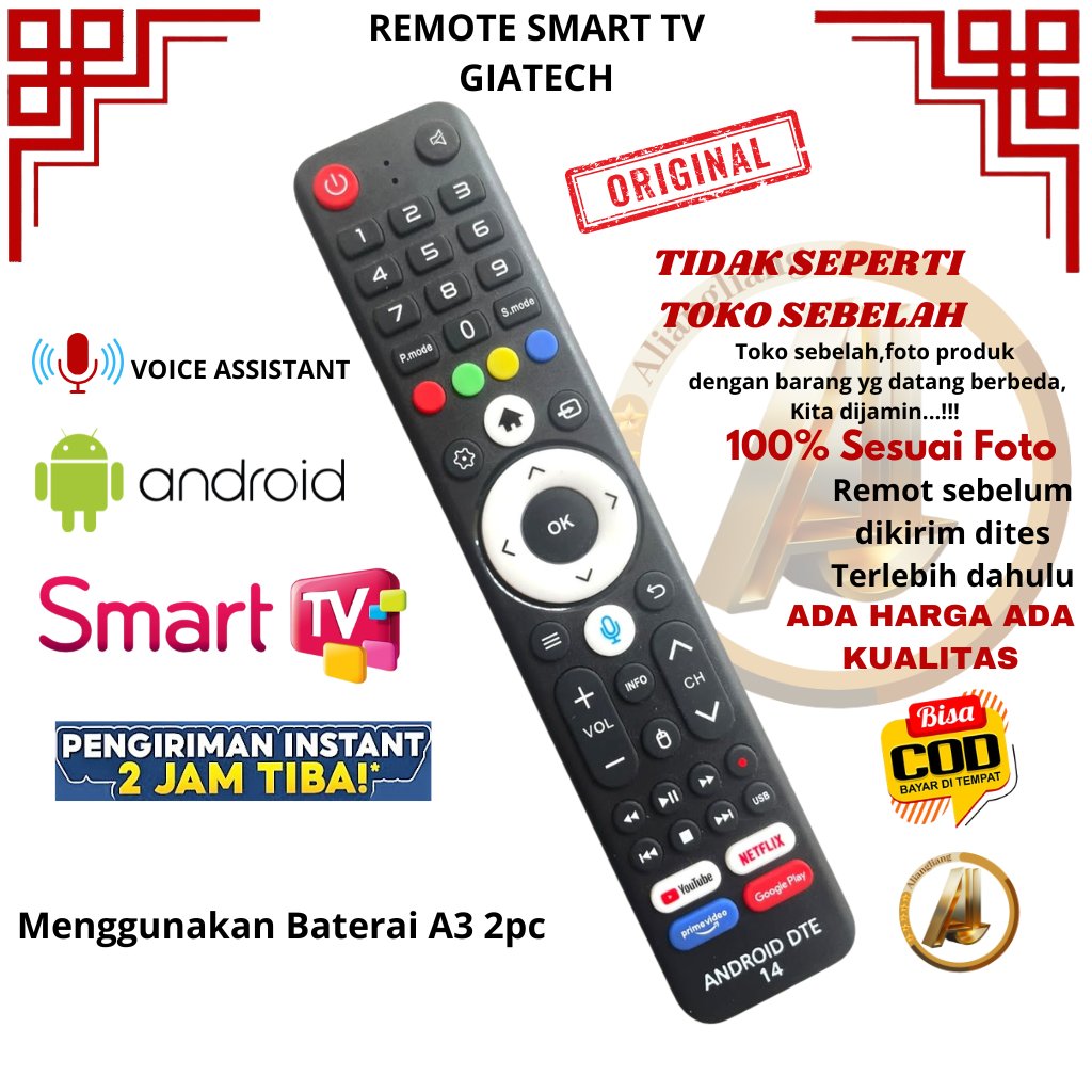 Remote Smart TV GIATECH Android Voice Assistant