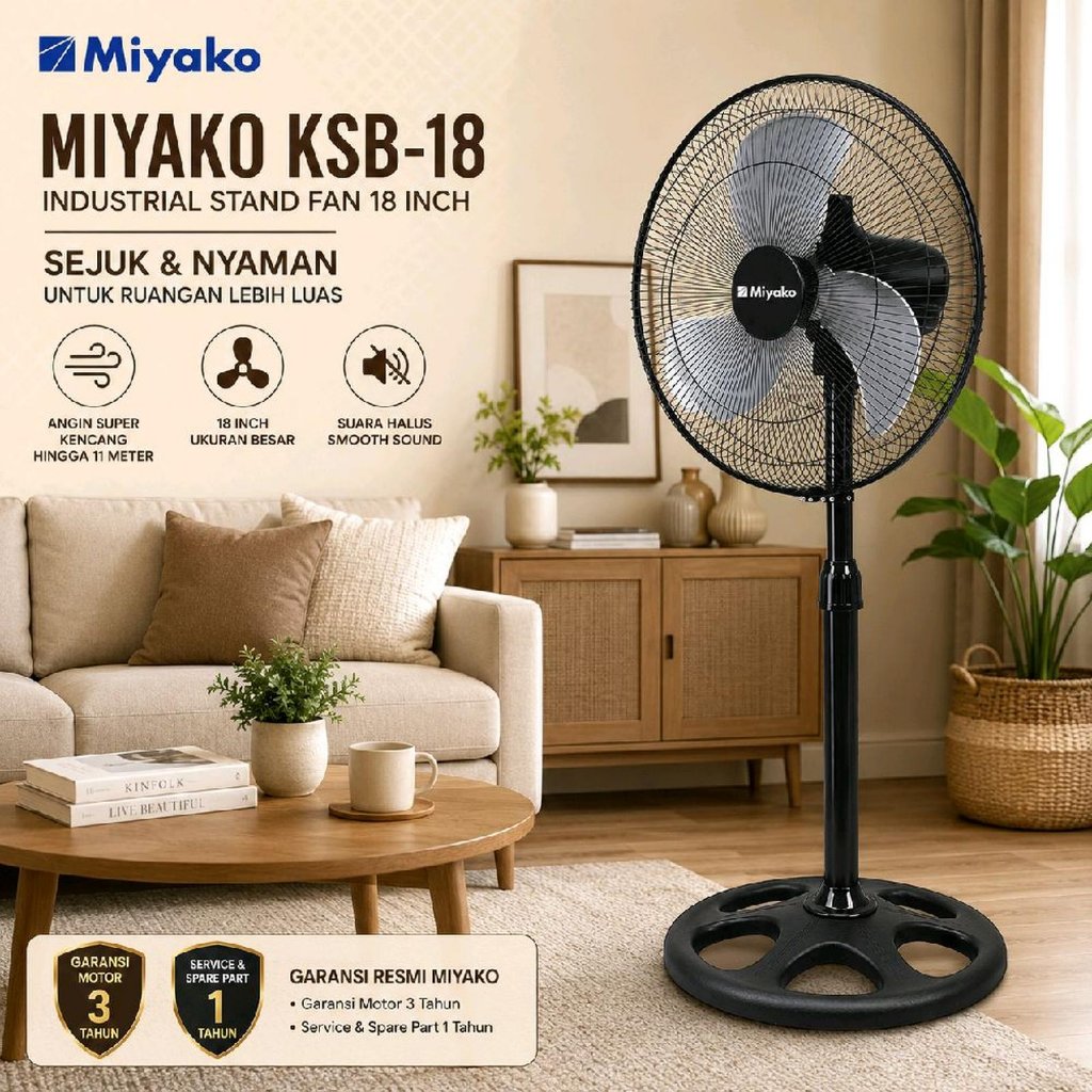 Miyako Kipas Angin Besi Berdiri Stand Industrial Fan Miyako 18 Inch KSB-18  KSB18 KSB18