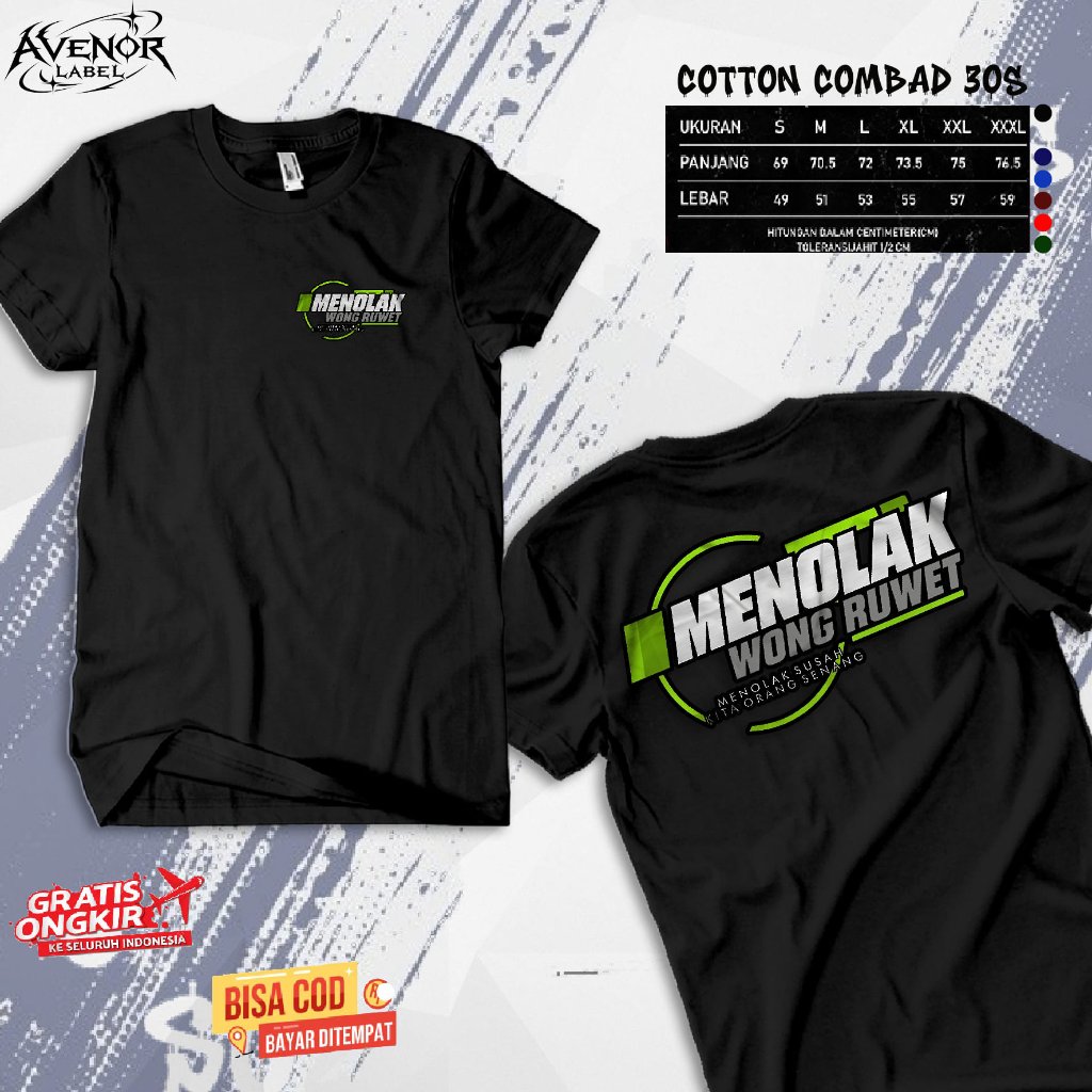 Kaos Menolak Wong Ruwet / Baju T-shirt Distro Menolak Wong Ruwet / Pakaian pria wanita