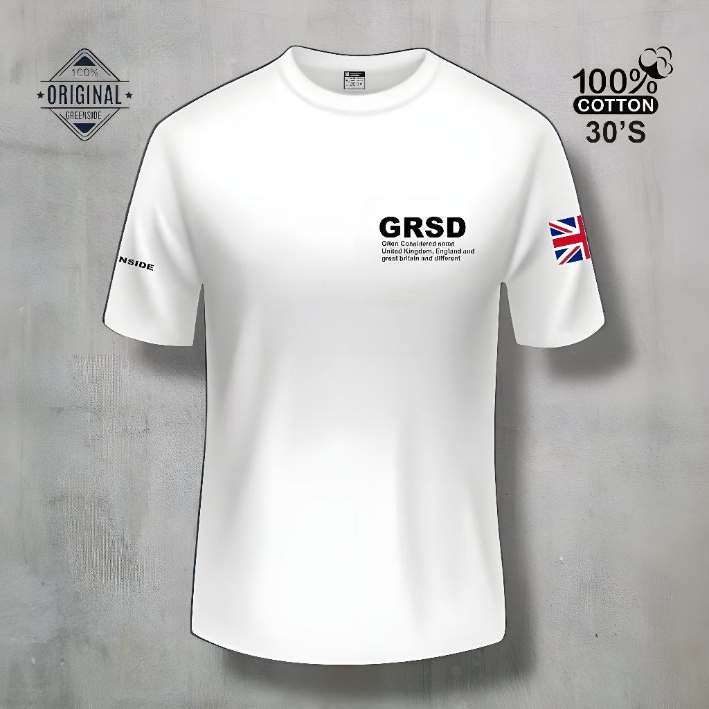 GREENSIDE Tshirt Putih Original Pria Wanita Logo Monochrom - Kain Katun / Kaos Greenlight Original