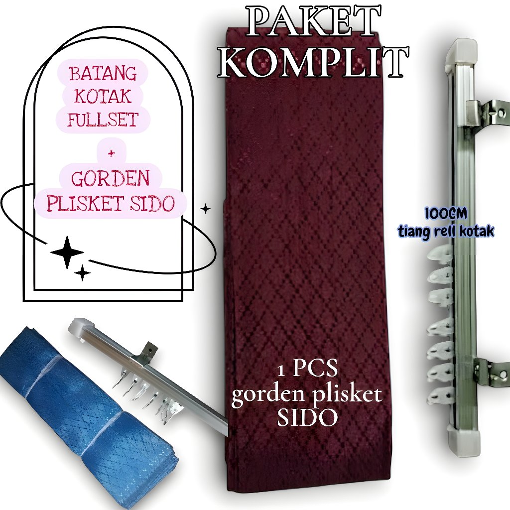 PAKET KOMPLIT_GORDEN PLISKET SIDO FULLSET PLUS BATANG TIANG RELL KOTAK ALUMUNIUM