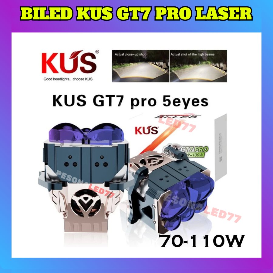 Lampu biled KUS GT7 PRO 3 inch laser 5 mata titik bi led bluelens 110W mobil motor