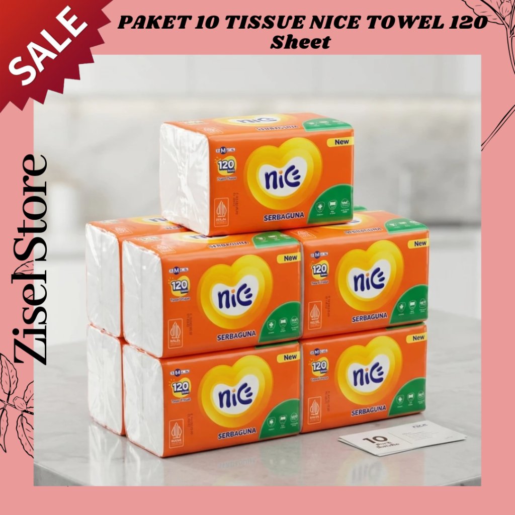 PAKET 10 TISSUE NICE TOWEL 120 Sheet 1Ply Tisu Nice 120s Serbaguna Tissu Dapur