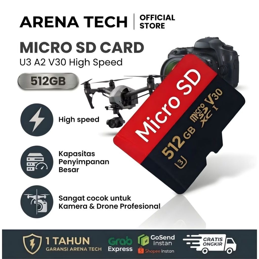 Kartu memori Micro SD Card  128 256 512 GB 1 TB