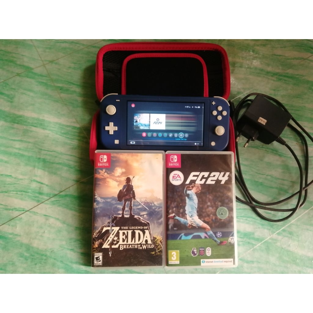 Nintendo Switch Lite Blue 2021 OFW/Original Second Bonus Game Zelda BOTW & FC 24
