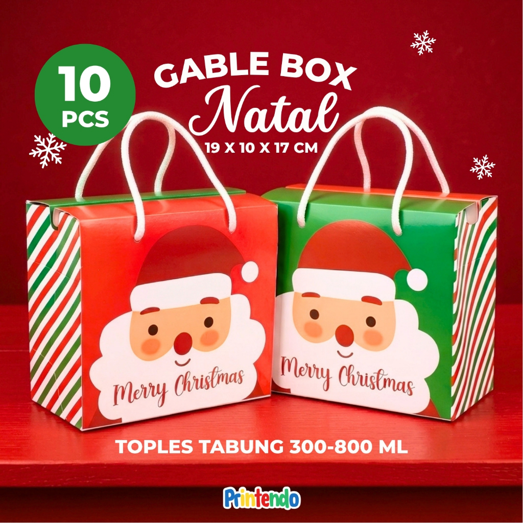 Gable Box Natal Christmas Box Hampers Natal Packaging Natal Box Souvenir Natal 10 Pcs