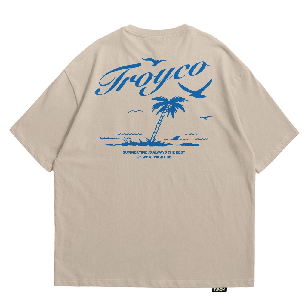 Troy Company Oversized T-Shirt Beige Sumtime - Kaos Oversize Pria Beige OVD 3720