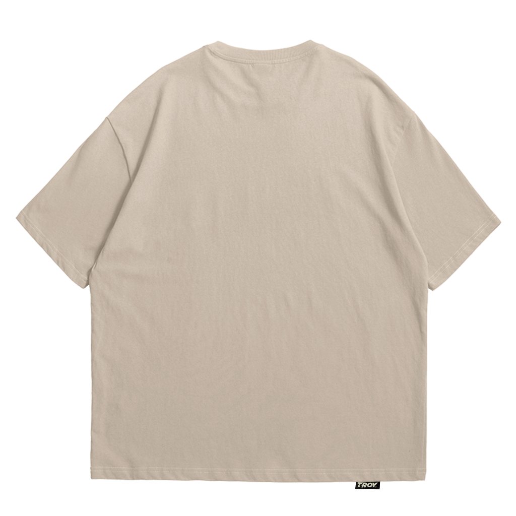 Troy Company Oversized T-Shirt Beige Scallop - Kaos Oversize Pria Beige OVD 3719