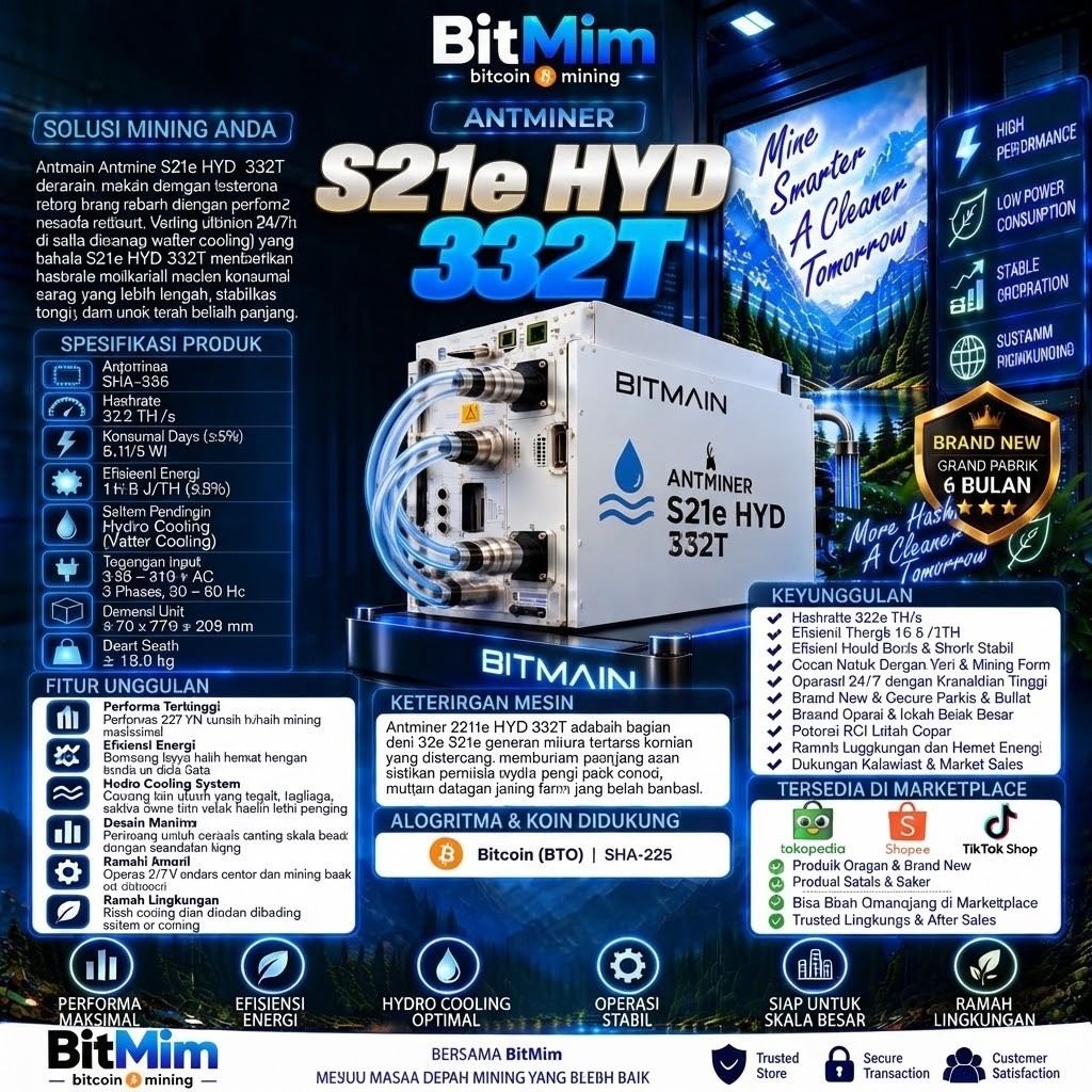 Bitmain Antminer S21e Hyd 332T (Hydro Cooling Bitcoin Miner)