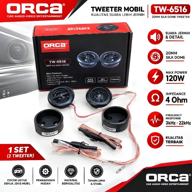Tweeter ORCA TW-6516 SILK DOME Tweeter Audio Mobil TW6516 TW 6516