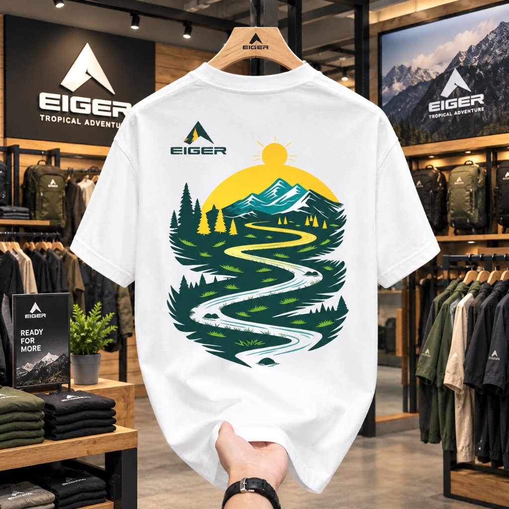 EIGER Official  Kaos Eiger Oversize T-shirt Premium Katun untuk Aktivitas Outdoor Kaos Dengan Cetaka