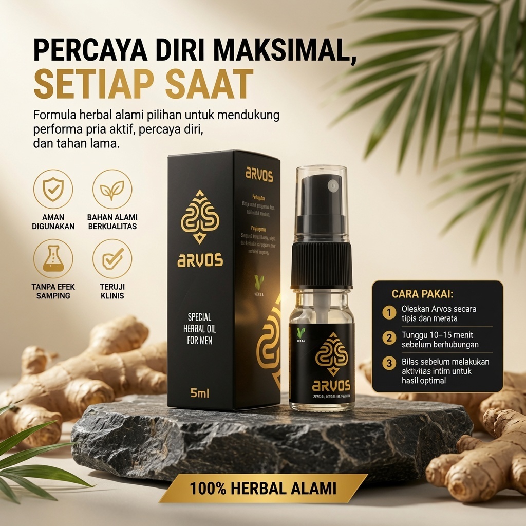 Arvos Spray Pria BPOM - Tahan Lama Tanpa Efek Kebas