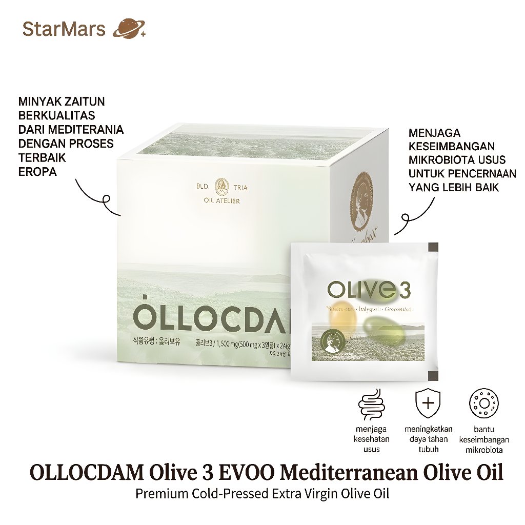OLLOCDAM Olive 3 EVOO Mediterranean Olive Oil Capsule Minyak Zaitun EVOO Extra Virgin Olive Oil