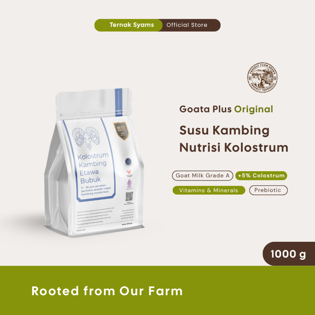 Ternak Syams - Goata Plus Susu Kambing Etawa Bubuk Plus Kolostrum 1000g Rasa Original | rendah gula 