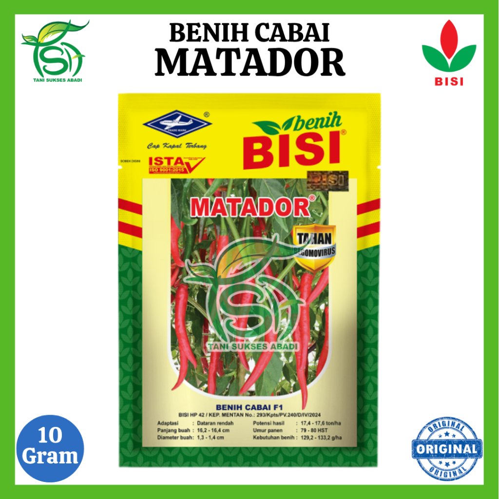 Benih Cabe Besar MATADOR F1 - 10 Gram - Benih BISI - 100% ORIGINAL
