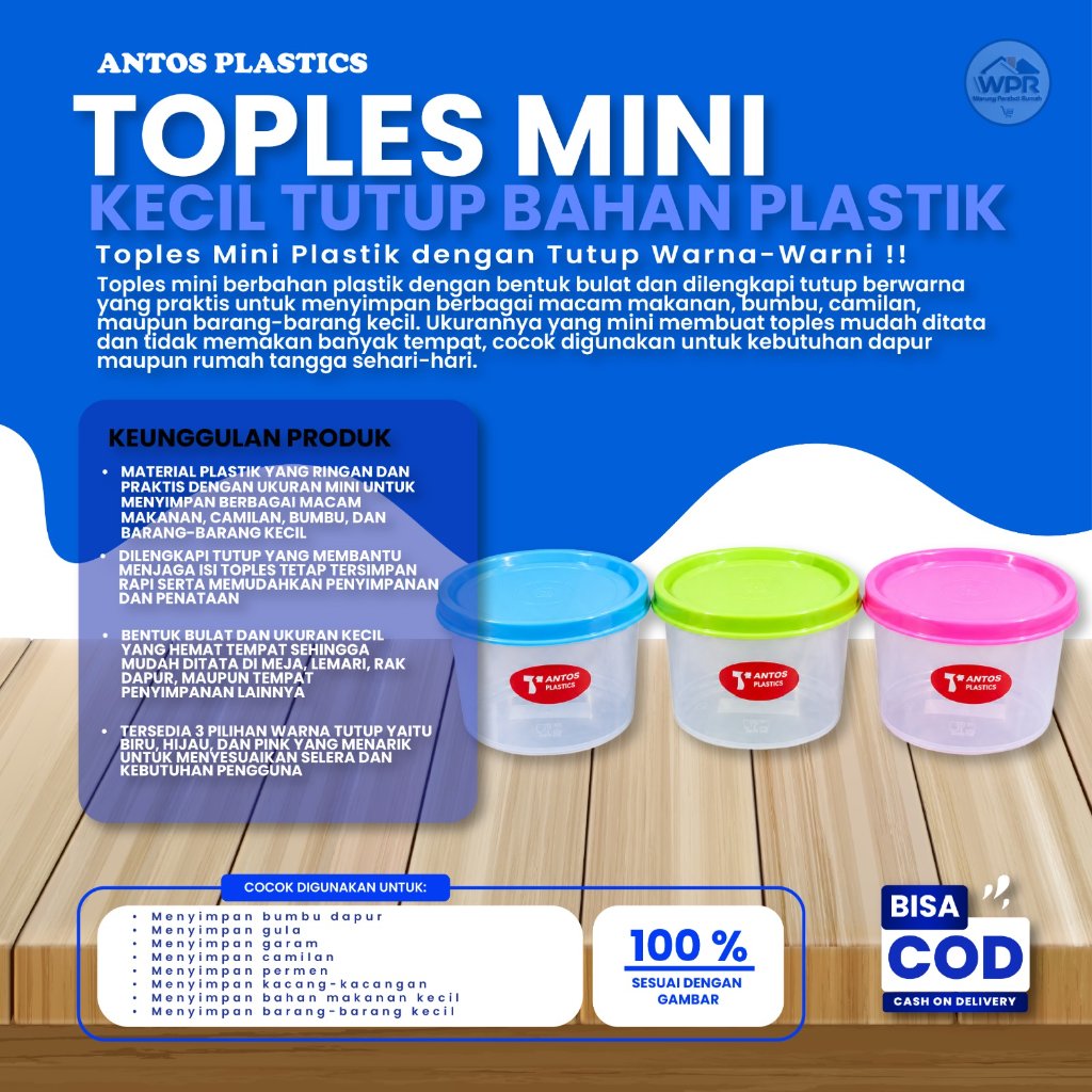 Antos Plastics Toples 100ml / Toples Kecil Laris / Toples Kecil Warna Murah / Toples Plastik Warna /