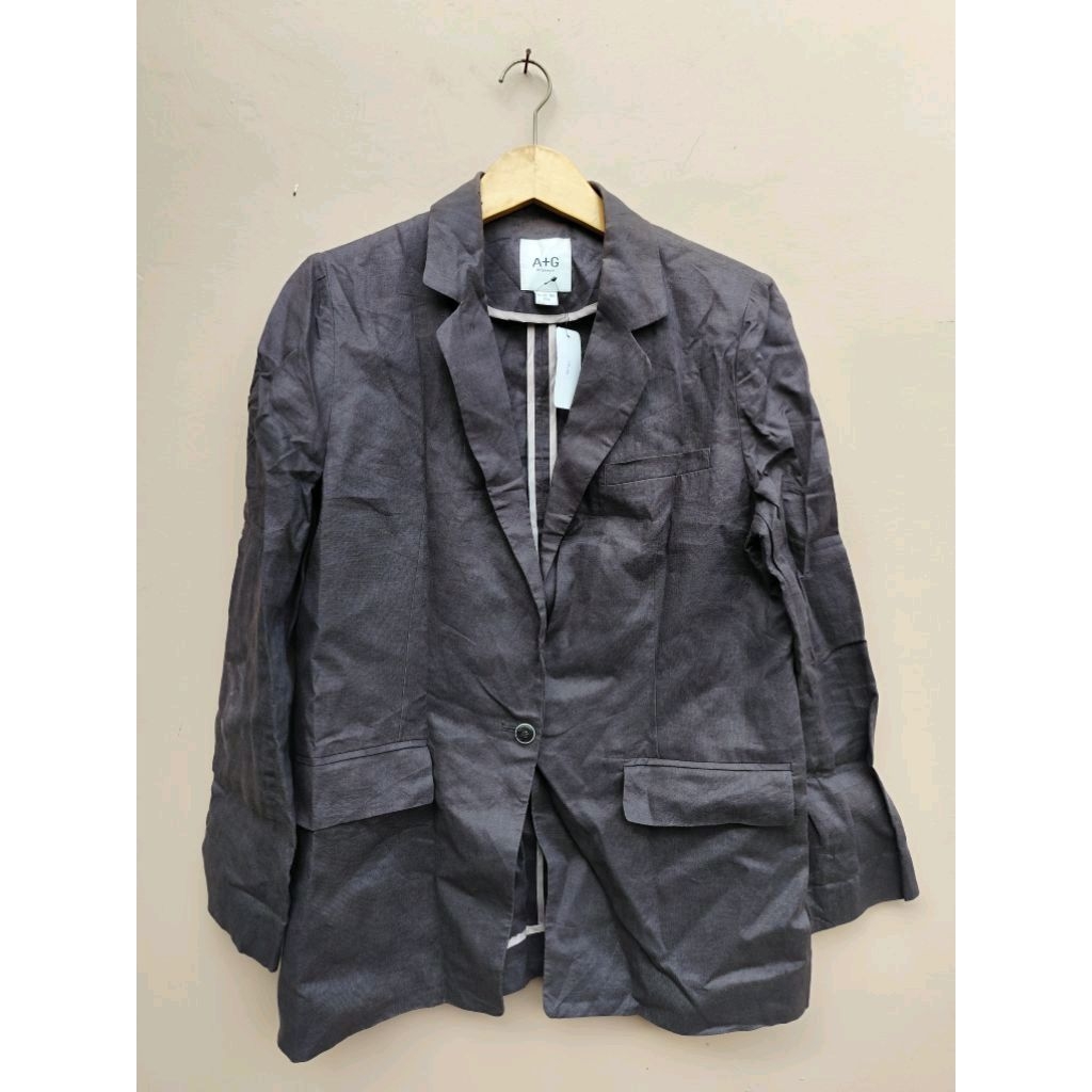 a+g - atasan outer blazer wanita lengan panjang coklat tua