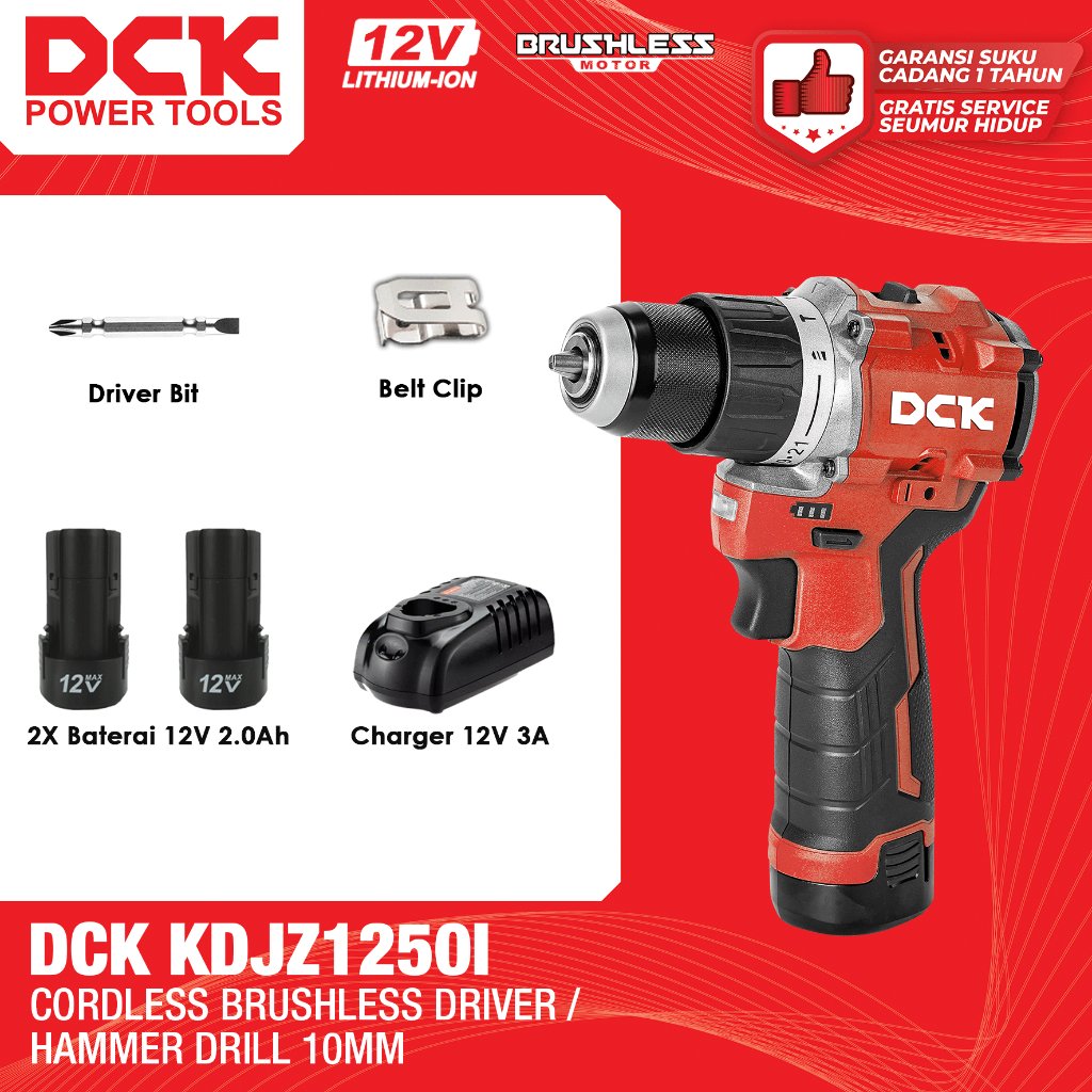 DCK KDJZ1250i Cordless Brushless Driver / Hammer Drill 10mm