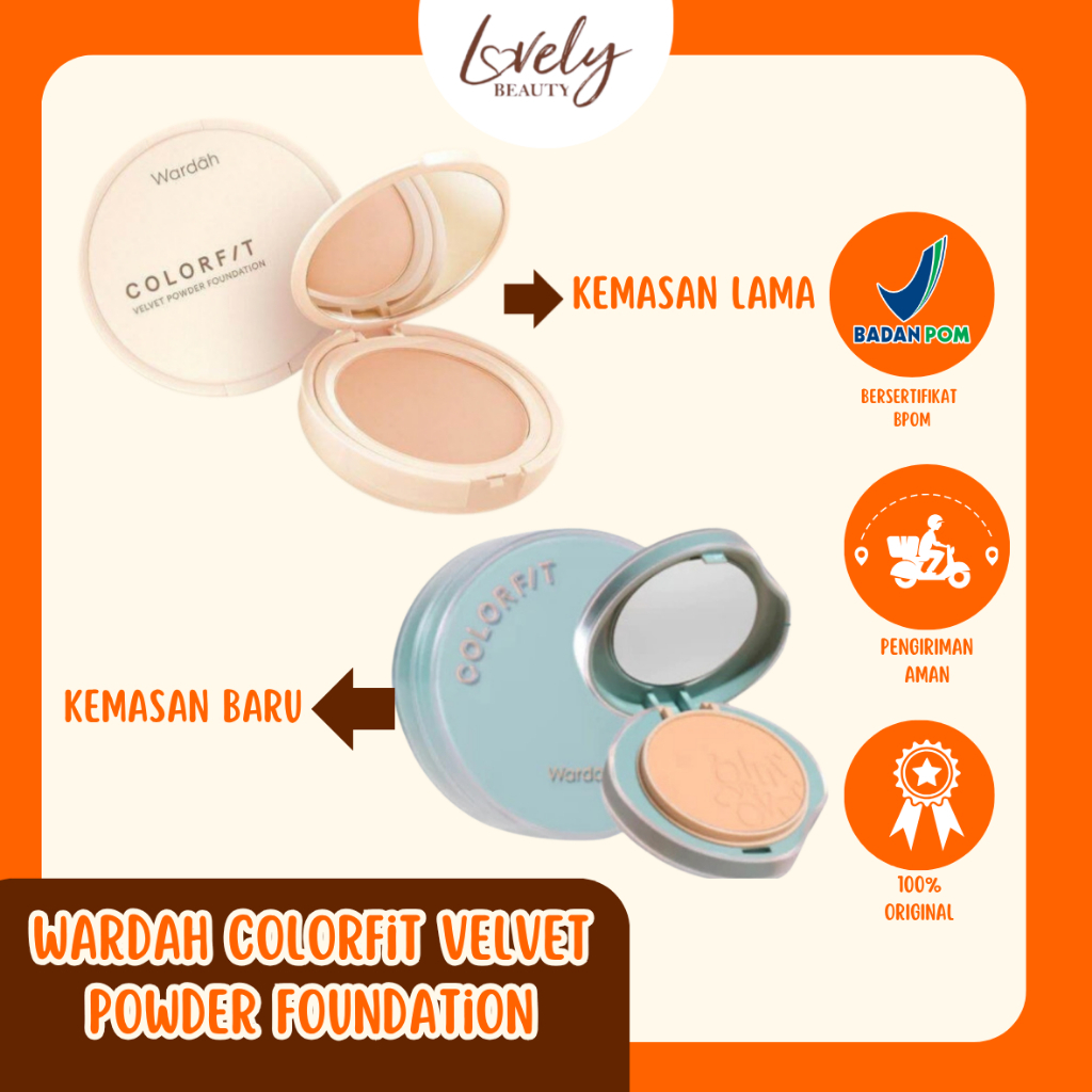 Wardah Colorfit Velvet Powder Foundation SPF 20 PA+++ | Two Way Cake/TWC/Pressed Powder/Compact/Sett