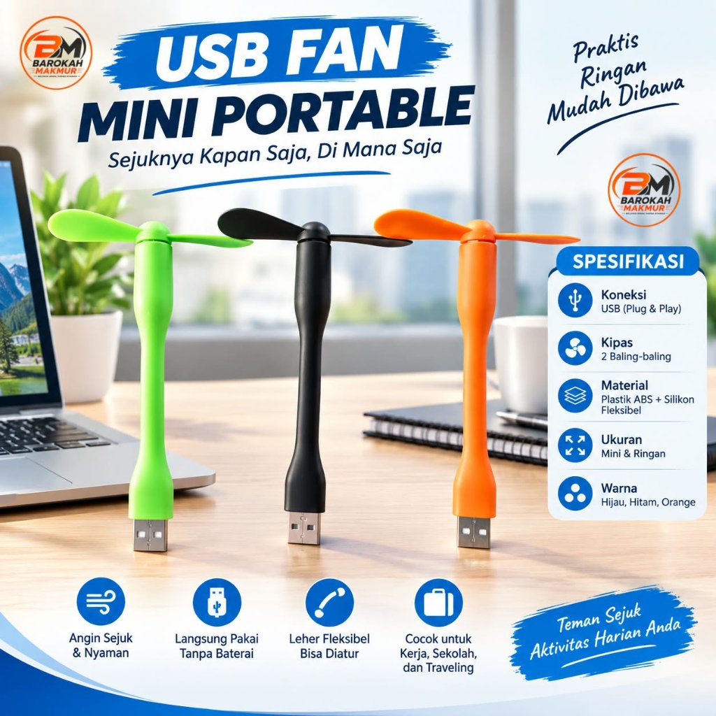 Kipas Angin USB Powerbank / PC Stick mini Acc