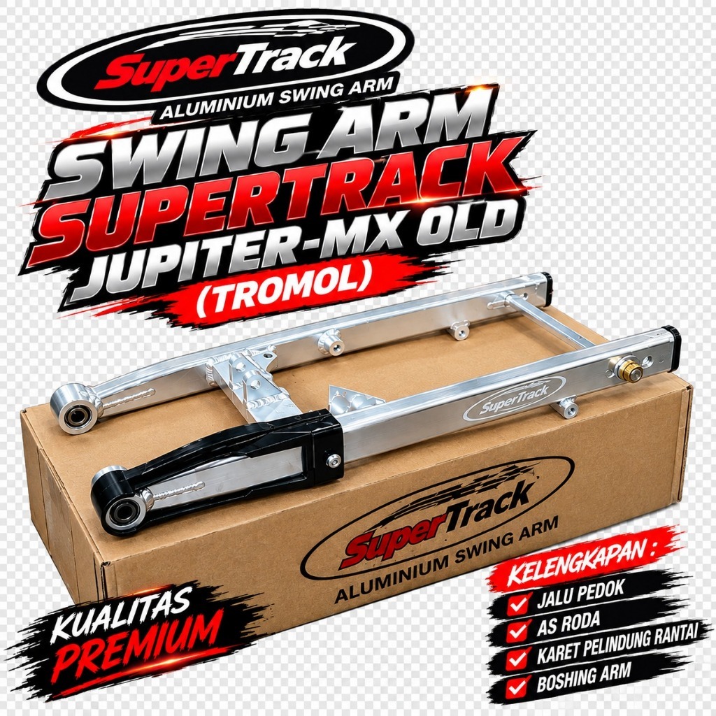 SWING ARM JUPITER MX OLD TROMOL SUPERTRACK ALUMINIUM ALLOY SILVER POLISH MOTORCYCLE