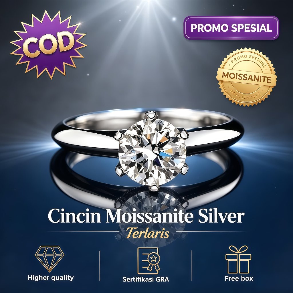 Cincin Couple Perak Kawin Couple Nikah Hadiah Pernikahan Cincin Moissanite Berlian Kotak Hadiah Cinc