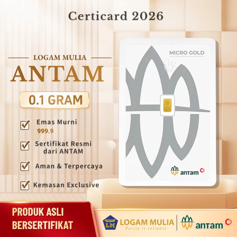 0.1 Gram Logam Mulia EMAS Antam LM Terbaru CertiCard Original 999,9%