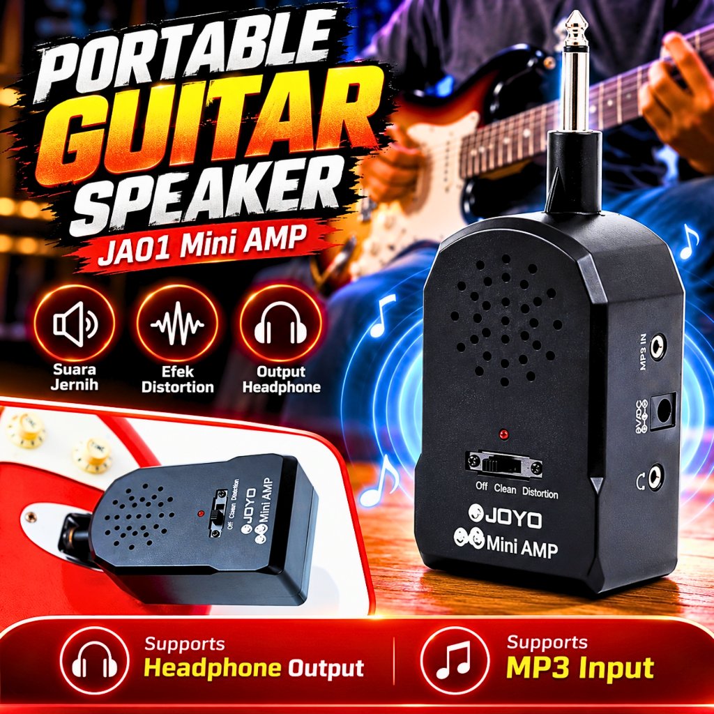 COD JOYO Ampli Amplifier Gitar Listrik Mini Akustik Distorsi Marshall Guitar Bass Elektrik 2W JA 01